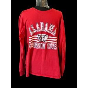 Alabama Crimson Tide Long Sleeve Cotton NCAA Shirt Men's Large Russell Athletic